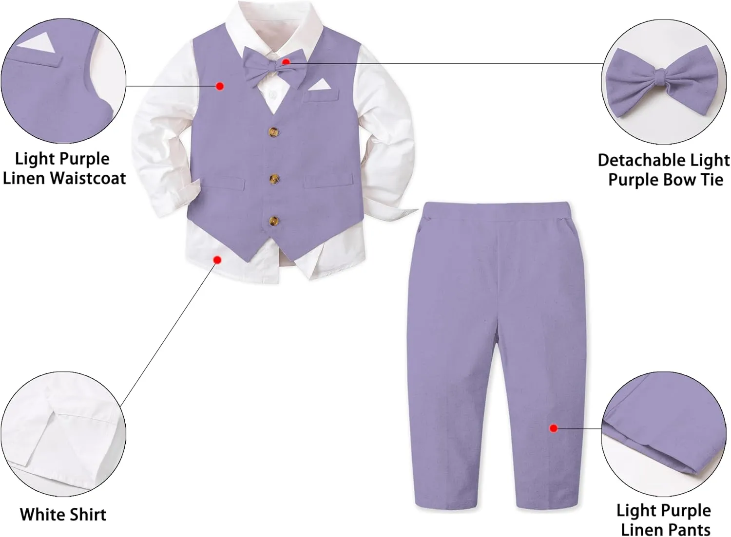 SANGTREE Baby Boys Toddler Gentleman Kids Formal Outfits Long Sleeve Suit Clothing Set 3 Months - 9 Years