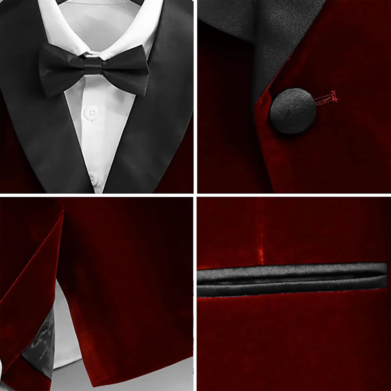 SANGTREE Boys Shawl Tuxedo Suit Velvet Set Gentleman Wedding Outfit, 3 Months - 14 Years