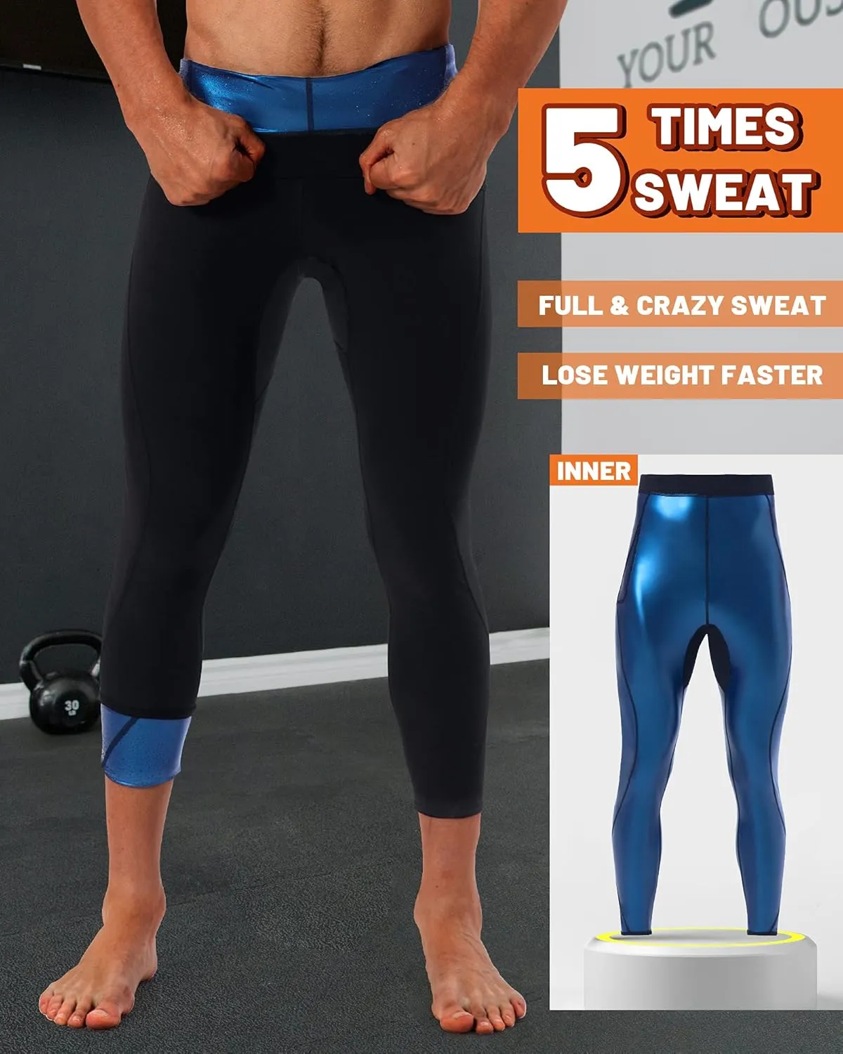 Sauna Sweat Short Pants for Men Hot Thermo Sauna Leggings Compression Hight Waist Pants Workout Body Shaper Sauna Suit