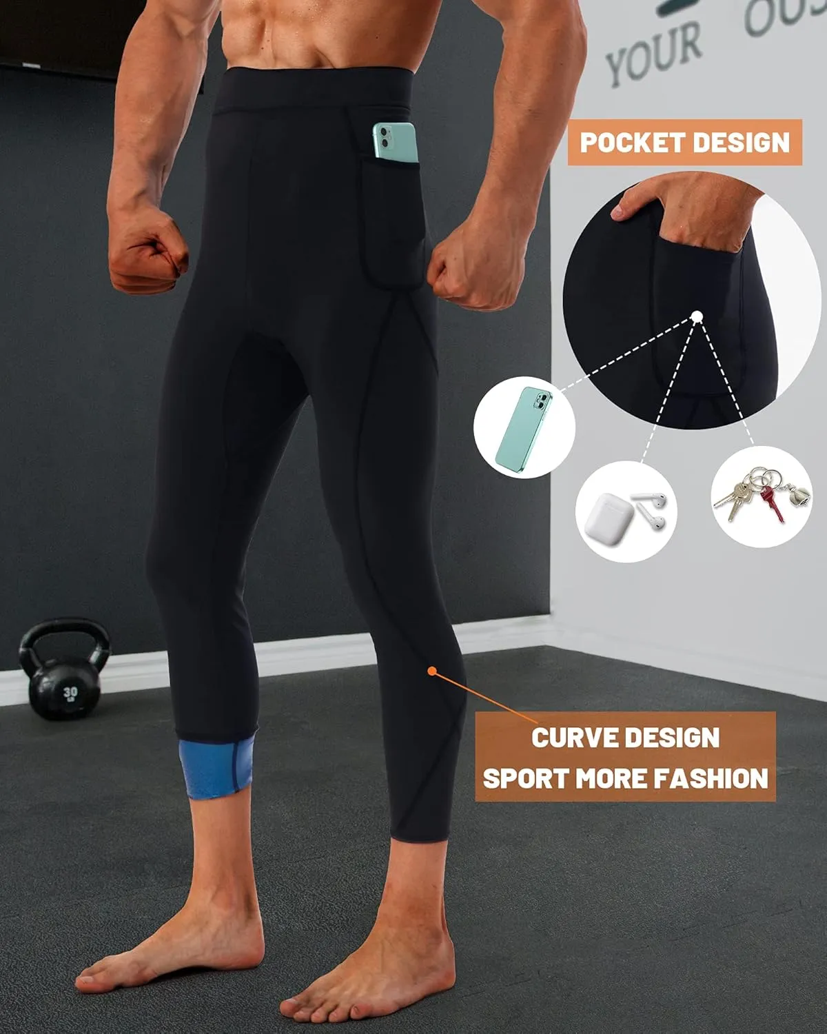Sauna Sweat Short Pants for Men Hot Thermo Sauna Leggings Compression Hight Waist Pants Workout Body Shaper Sauna Suit