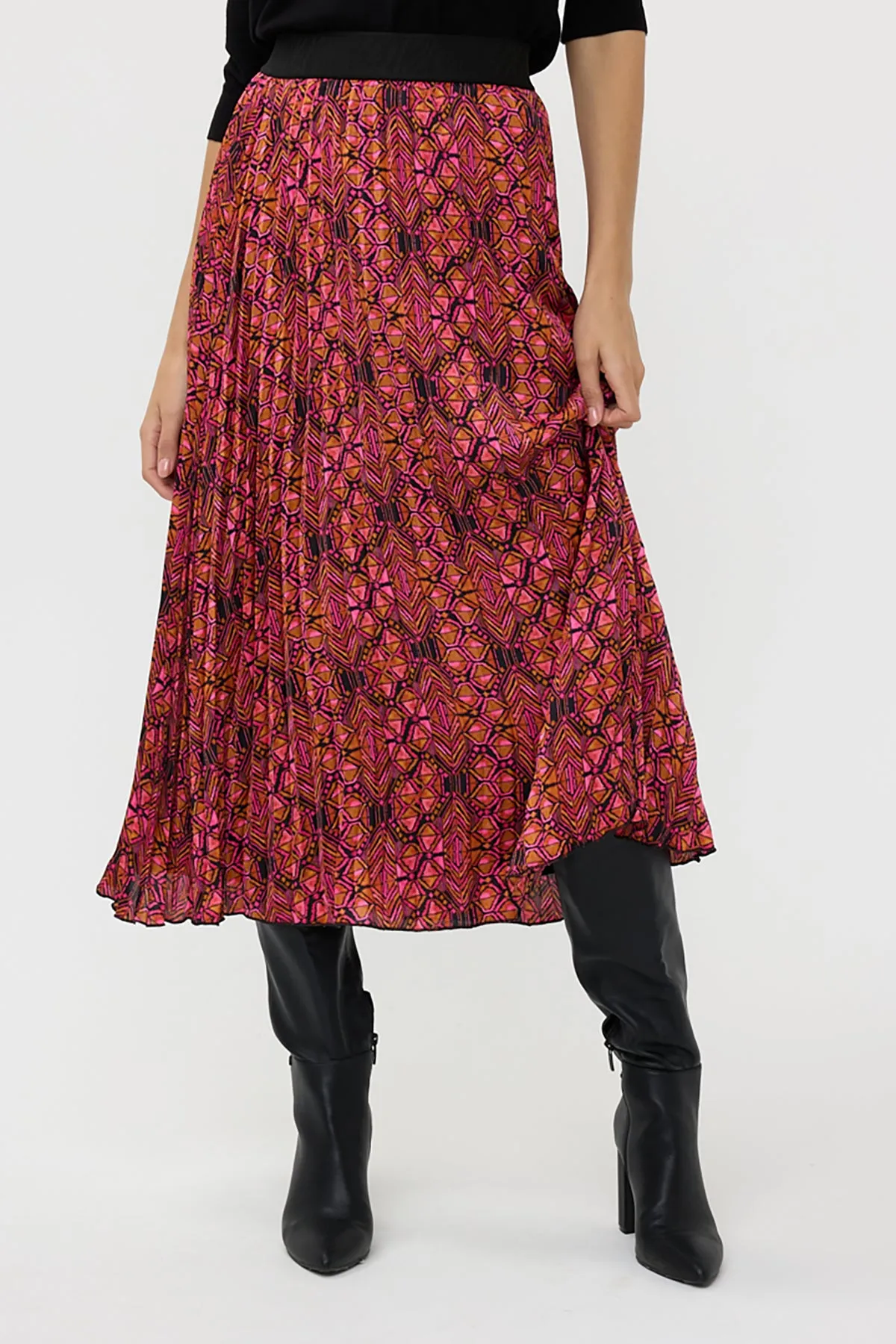 Sensation Print Plisse Skirt
