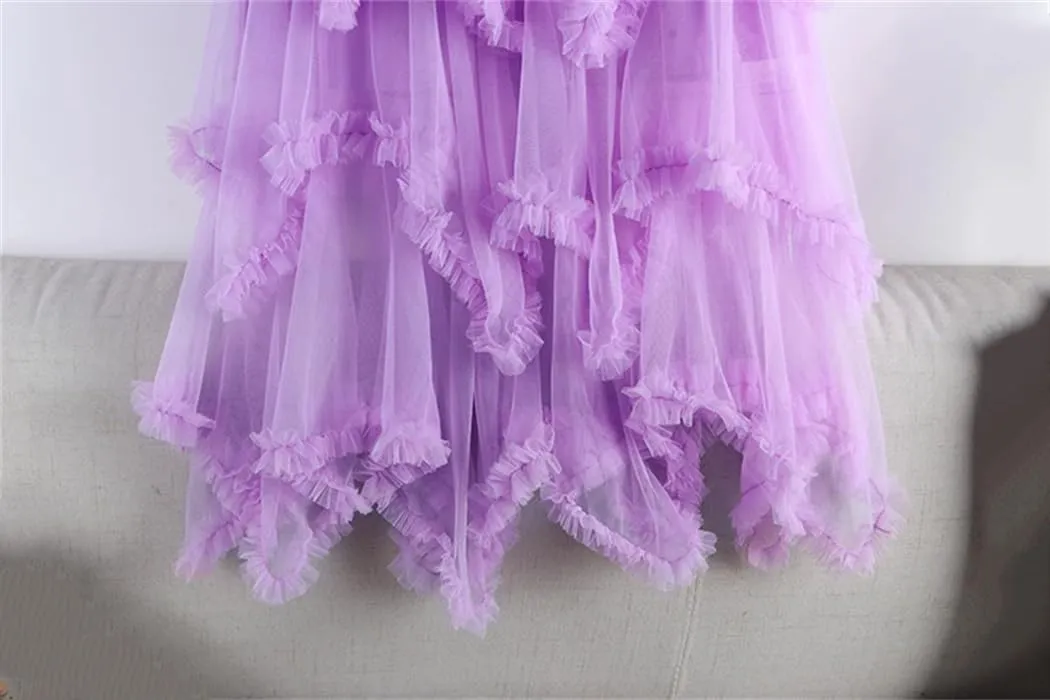 Skirts for Women Long Skirt for Women Irregular Mesh High Waist Maxi Skirt Female