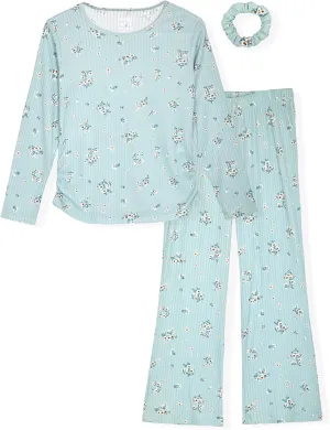 Sleep On It Girls Pajama Set for Kids Hacci Sleep Shirt and Pajama Bottoms for Girls