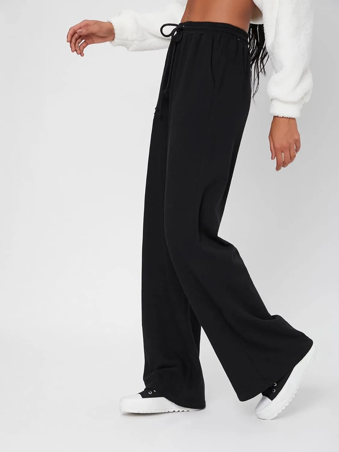 SOLY HUX Women's High Waisted Drawstring Wide Leg Long Sweatpants Casual Loose Pants with Pockets