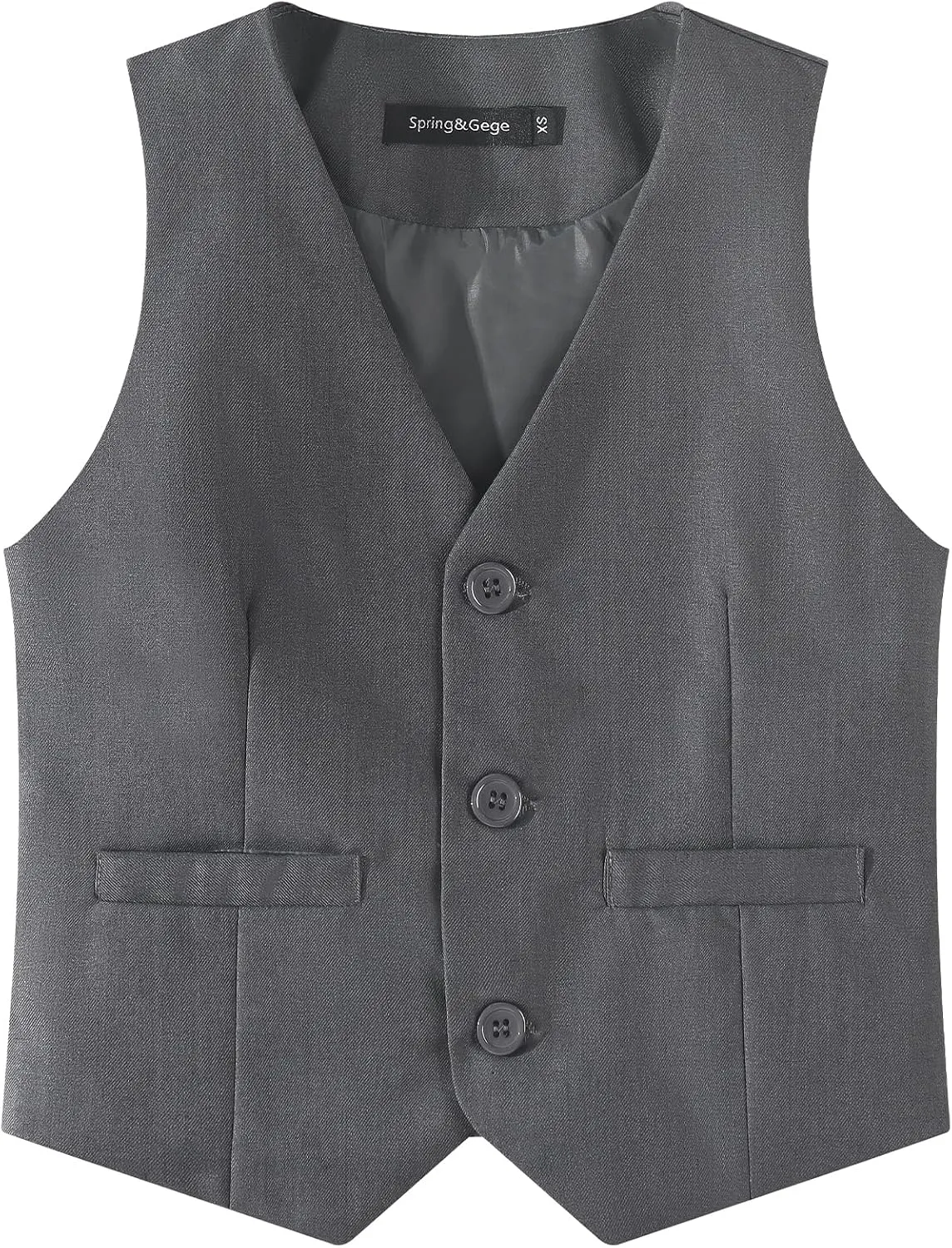 Spring&Gege Boy's Formal Suit Vest Solid Dress Waistcoat Vest with Pockets, Size 4-14 Years
