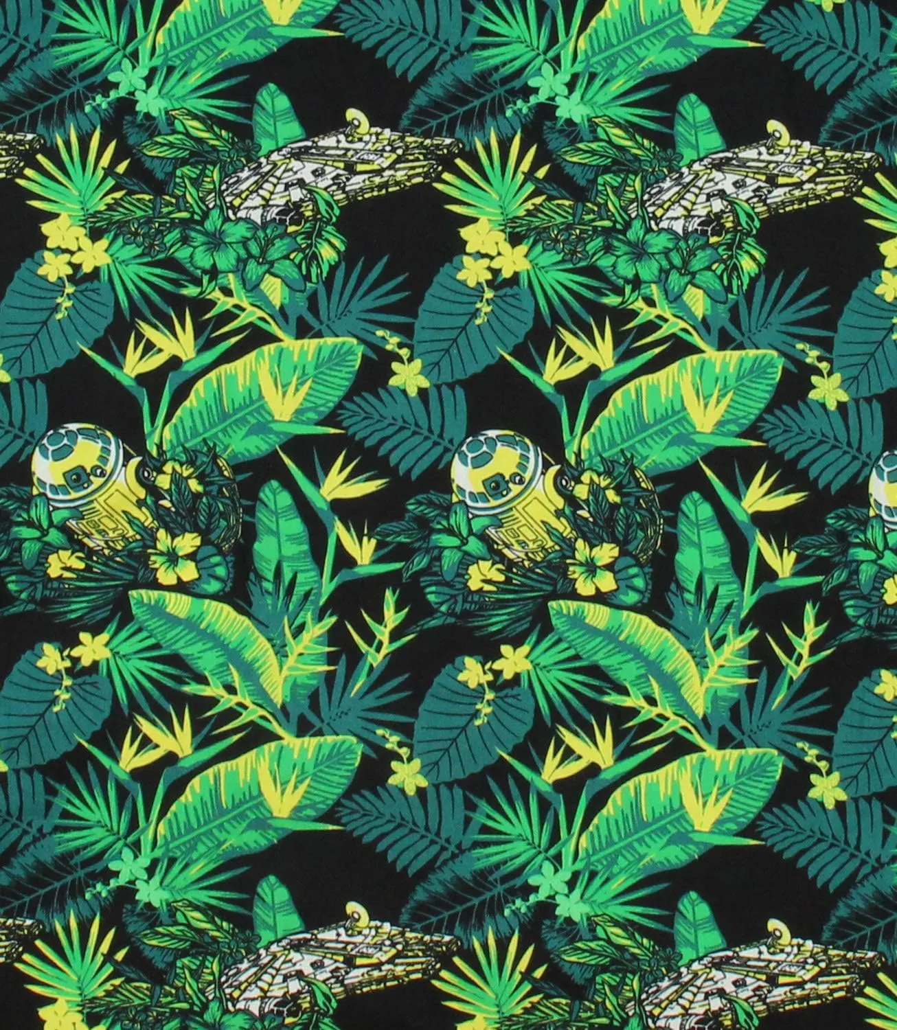 Star Wars Men's Millennium Falcon and R2-D2 Tropical Hawaiian Shirt