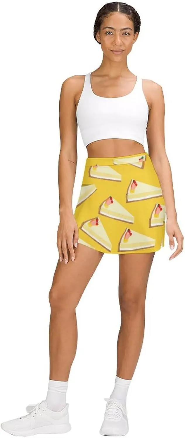 Sweat Cheesecake Lover Women's Skort Athletic Skirt Golf Skorts A-line Skirts with Built-in Shorts Pockets