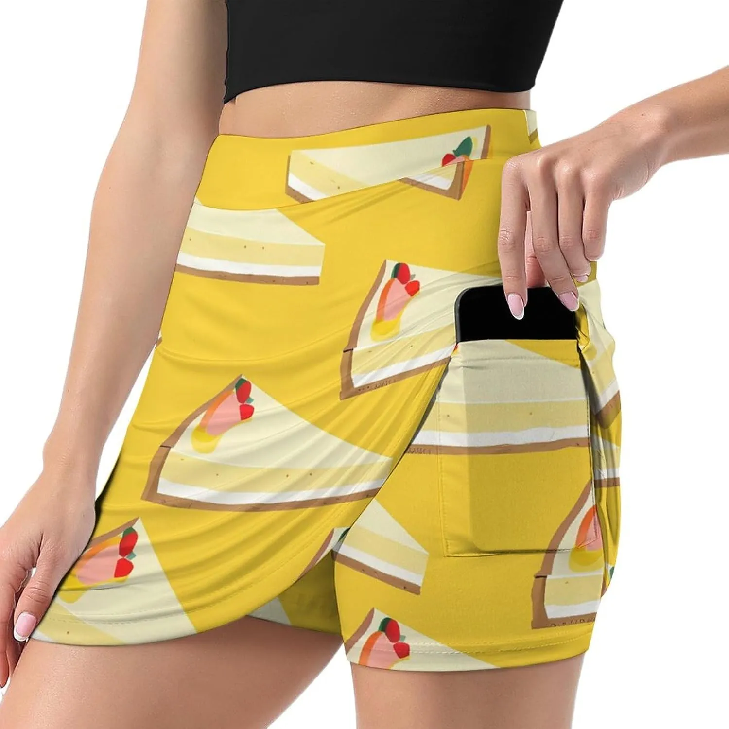 Sweat Cheesecake Lover Women's Skort Athletic Skirt Golf Skorts A-line Skirts with Built-in Shorts Pockets