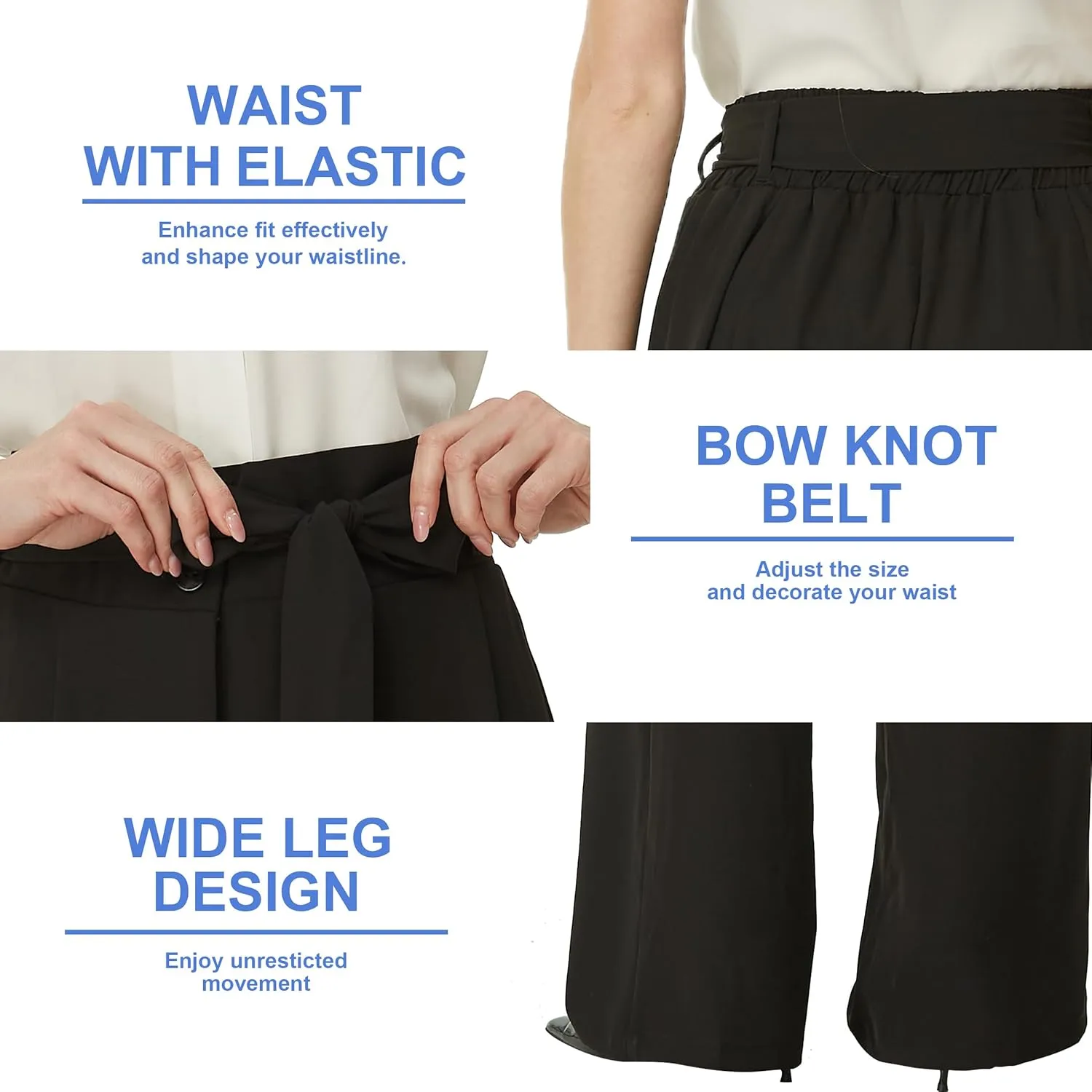 Tall Women's 32"/34" Inseam Wide Leg Dress Pants High Waist Loose Fit Casual Pants