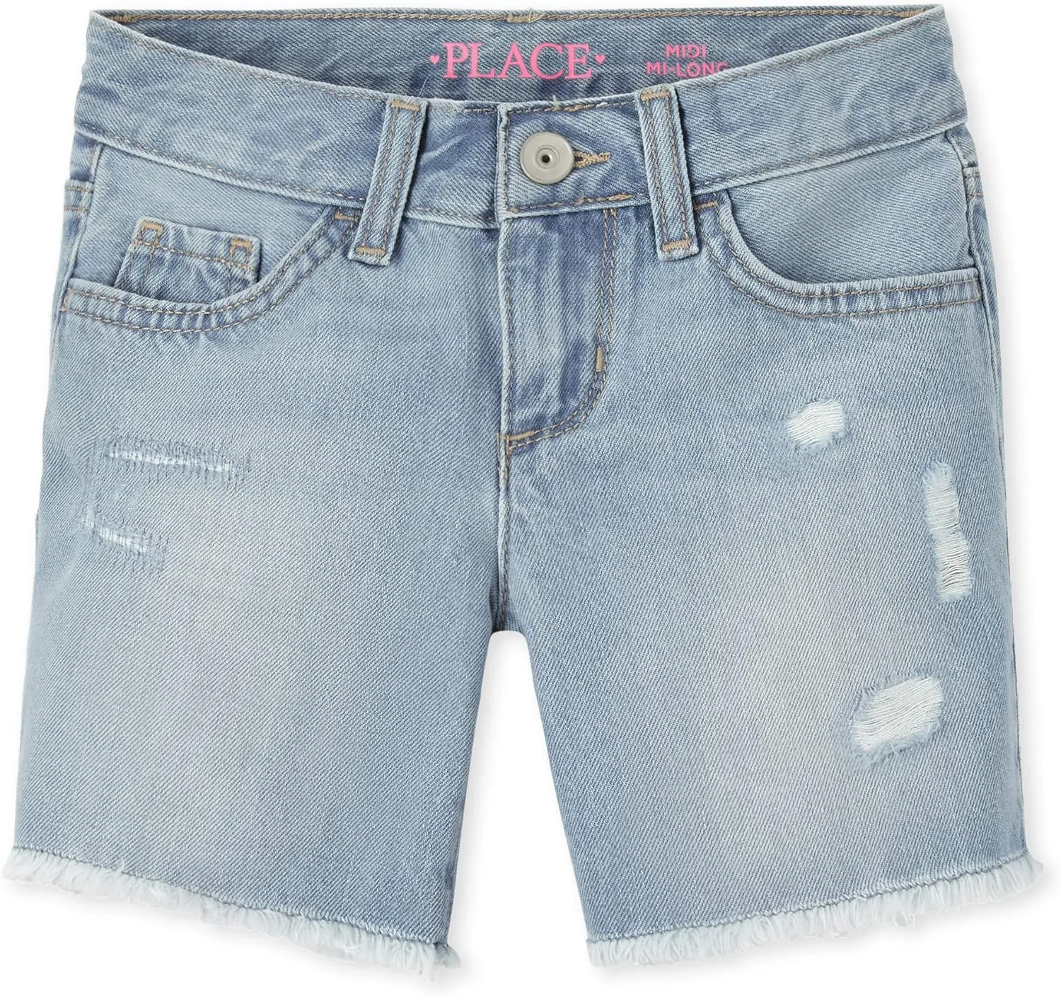 The Children's Place girls Distressed Denim Midi Short