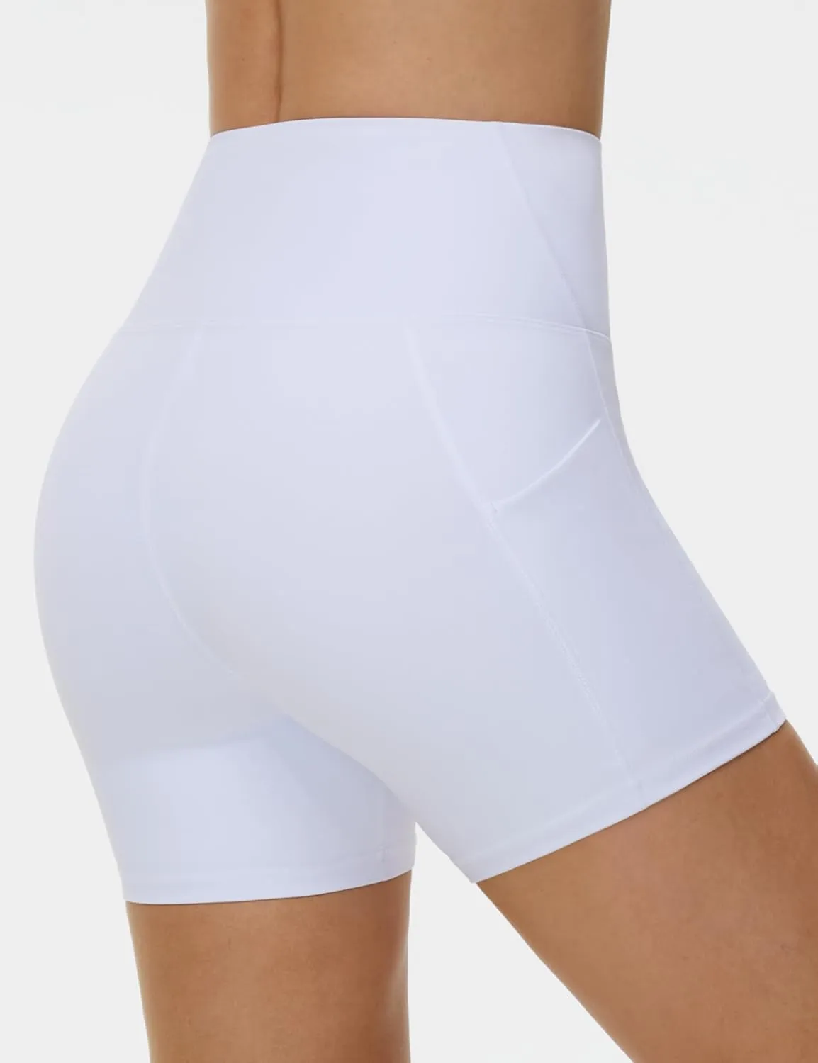 THE GYM PEOPLE Women's High Waist Yoga Shorts 5" Stretchy Tummy Control Biker Workout Running Short with Side Pockets