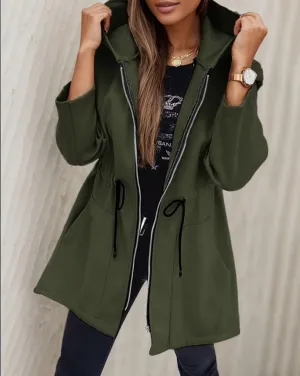 TIAFORD Women Zip Up Hoodie Jacket Casual Long Sleeve Drawstring Hooded Sweatshirt Oversized Loose Jacket Coat with Pocket