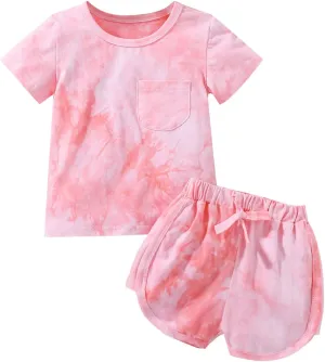 Toddler Baby Girl Summer Clothes Set Outfit Short Sleeve T-Shirt and Shorts 2Pcs Suit for Girls