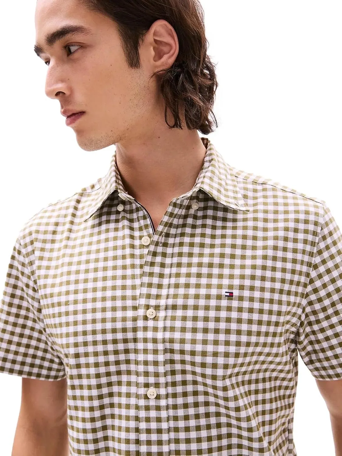 Tommy Hilfiger Men's Short Sleeve Regular Fit Stretch Oxford Shirt Collection 2024, Small, White