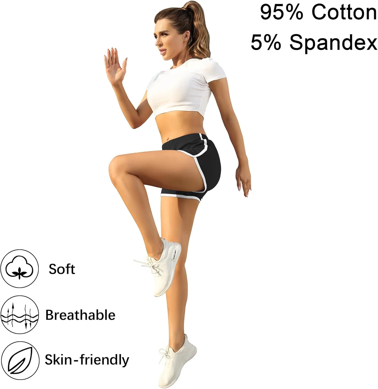 URATOT Women's Cotton Gym Yoga Summer Running Active Dance Elastic Shorts, Pack of 2