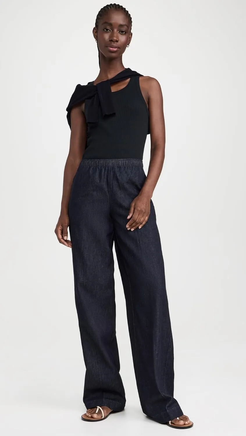 Vince Women's Low Rise Pull On Wide Leg Twill Pants