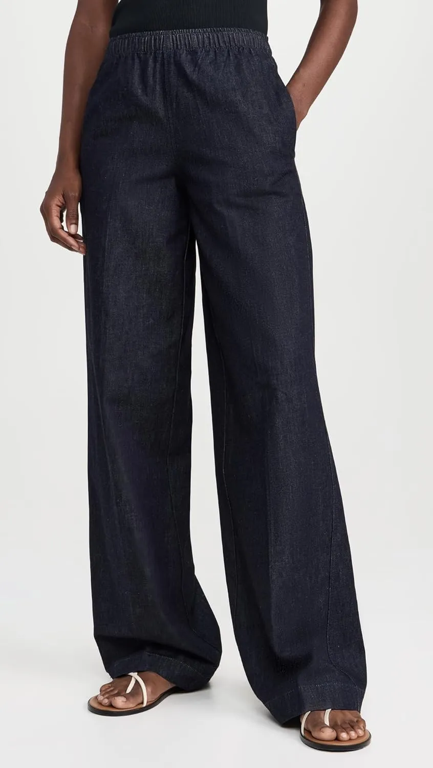 Vince Women's Low Rise Pull On Wide Leg Twill Pants