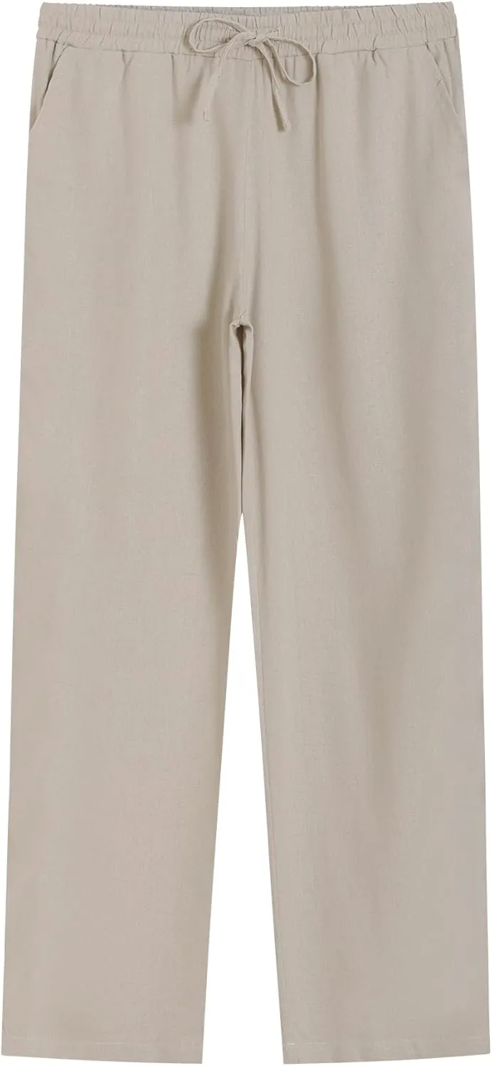 Weintee Women's Tall Linen Pants Long 34 Inch Inseam Wide Leg
