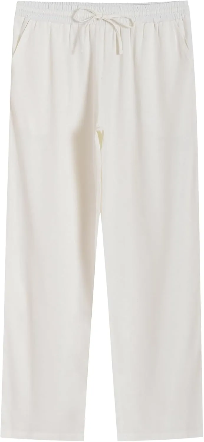 Weintee Women's Tall Linen Pants Long 34 Inch Inseam Wide Leg