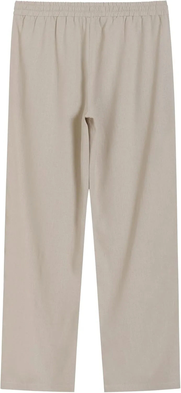 Weintee Women's Tall Linen Pants Long 34 Inch Inseam Wide Leg