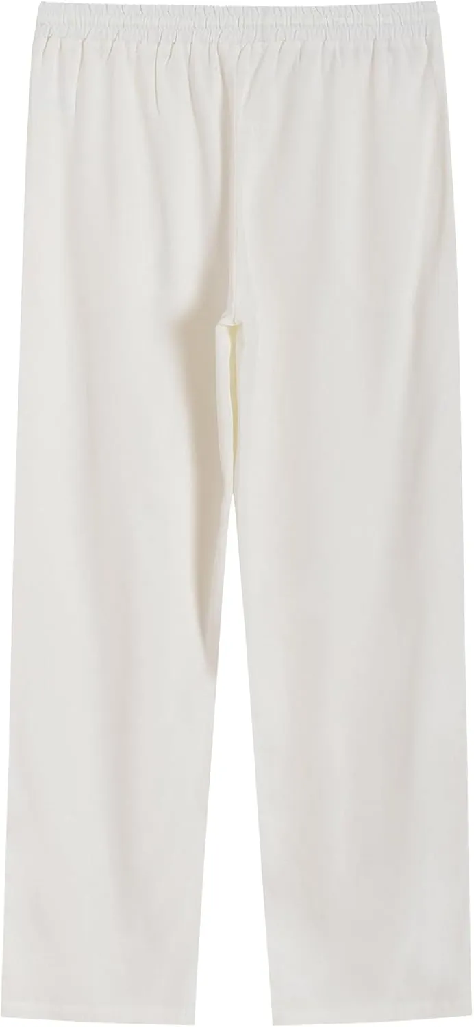 Weintee Women's Tall Linen Pants Long 34 Inch Inseam Wide Leg