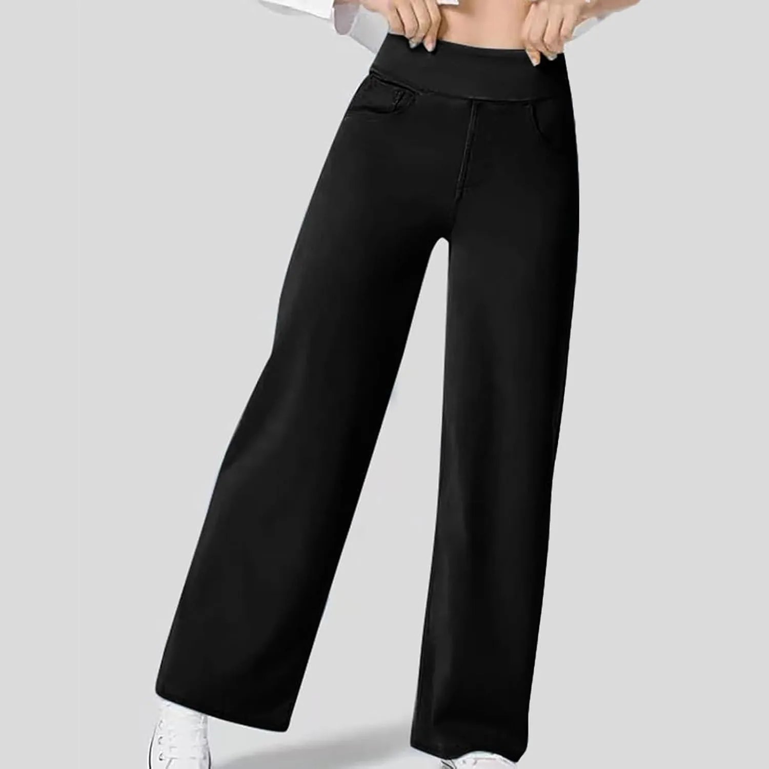 Wide Leg Jeans for Women Elastic High Waist Boyfriends Baggy Denim Pants Stretchy Junior Loose-Fit Palazzo Trousers
