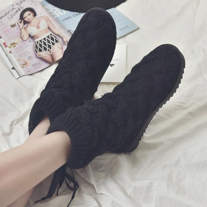 Winter Stylish Woolen Knitting High Boots