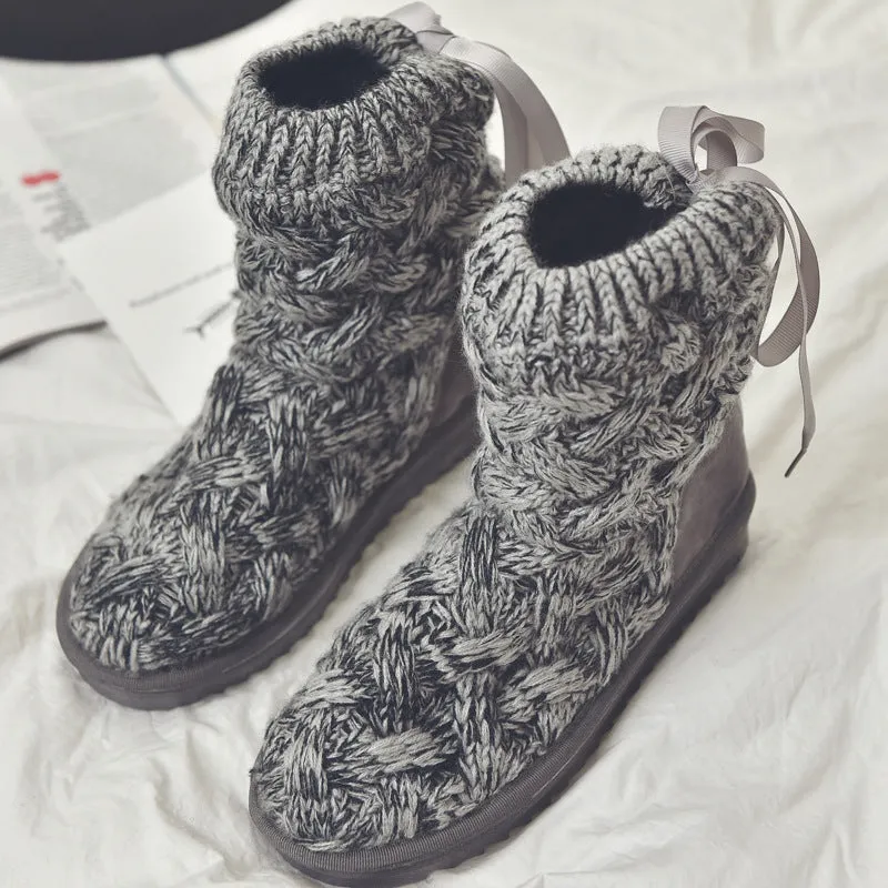 Winter Stylish Woolen Knitting High Boots