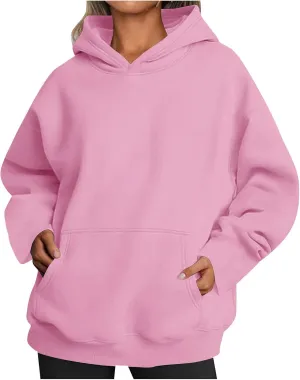 Women Hoodies Oversized Sweatshirts Pullover Fleece Sweater Long Sleeve With Pockets Casual Winter Fall Y2k Clothes