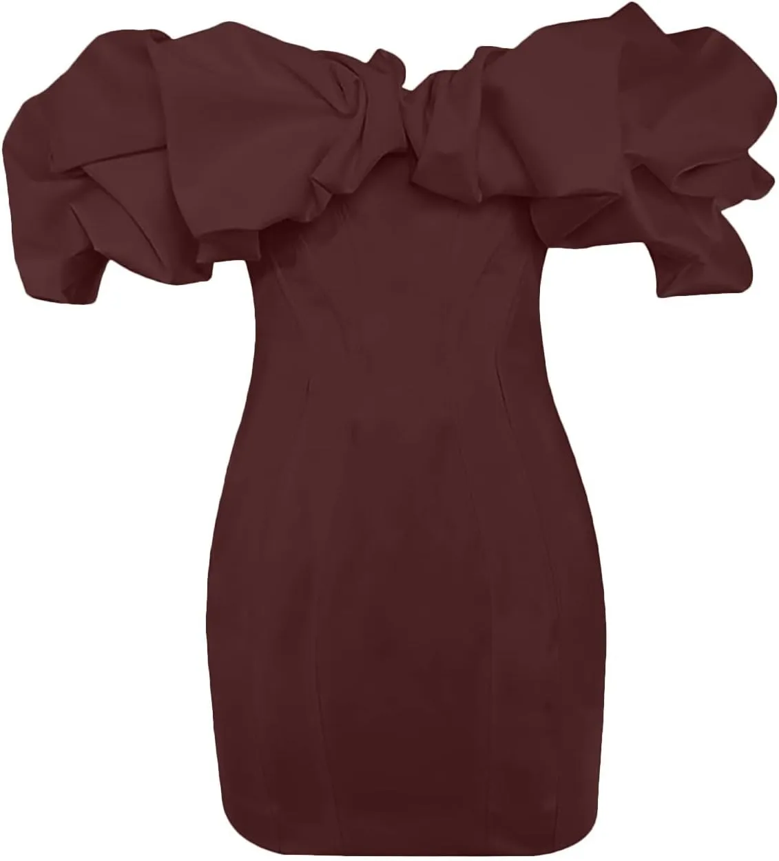 Women Sexy Bodycon Dress Ruffle Sleeve Cocktail Evening Party Elegant Mini Dresses Off Shoulder Slim Fit Club Dress