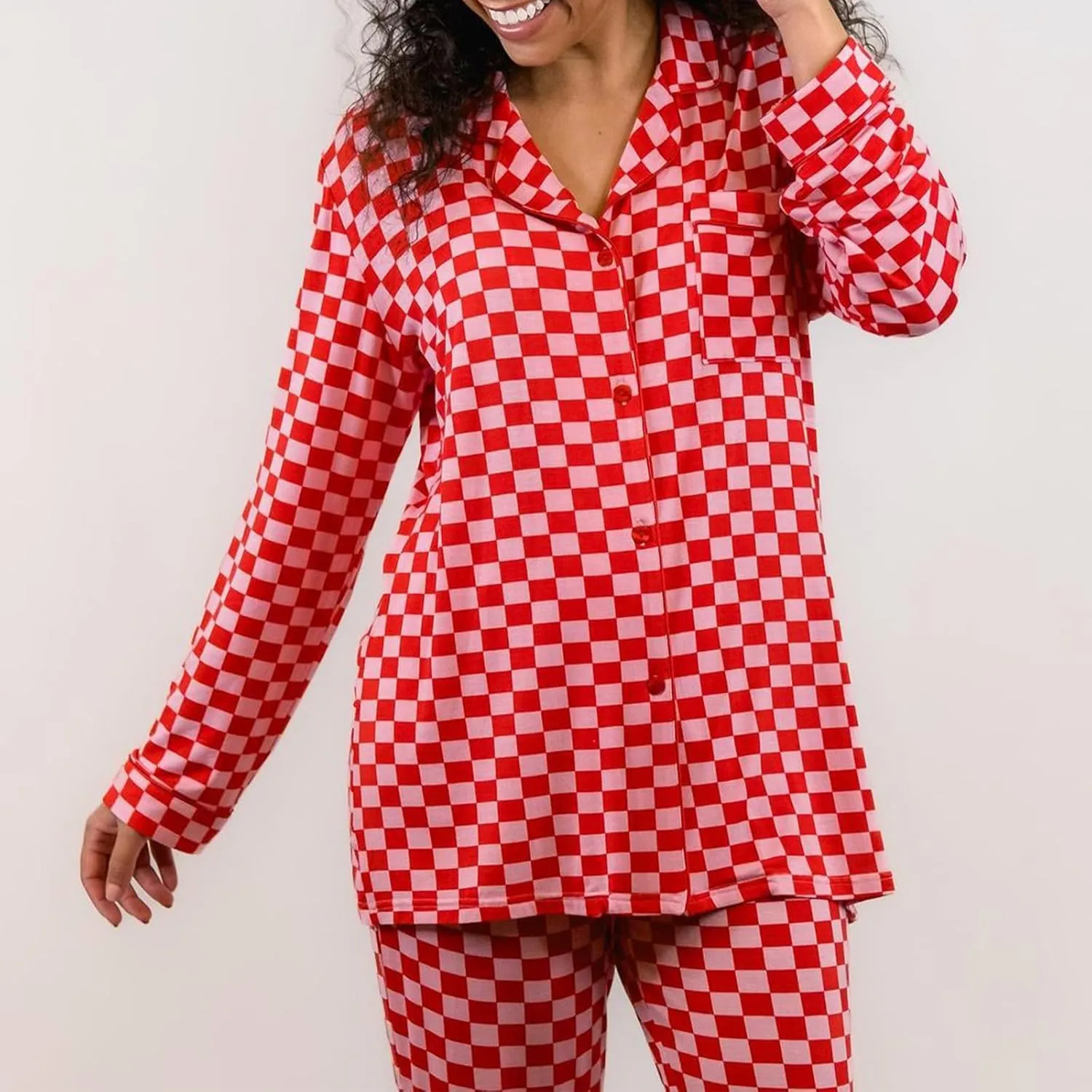 Women Y2k Pajama Set 2 Piece Print Lounge Sets Long Sleeve Button Shirt Elastic Pants Sleepwear Matching Sets