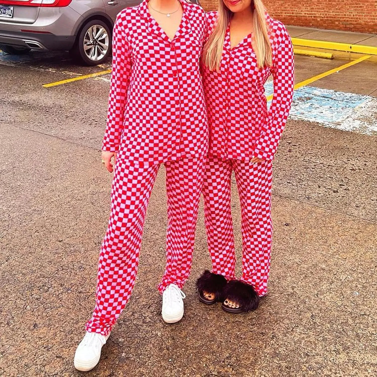 Women Y2k Pajama Set 2 Piece Print Lounge Sets Long Sleeve Button Shirt Elastic Pants Sleepwear Matching Sets