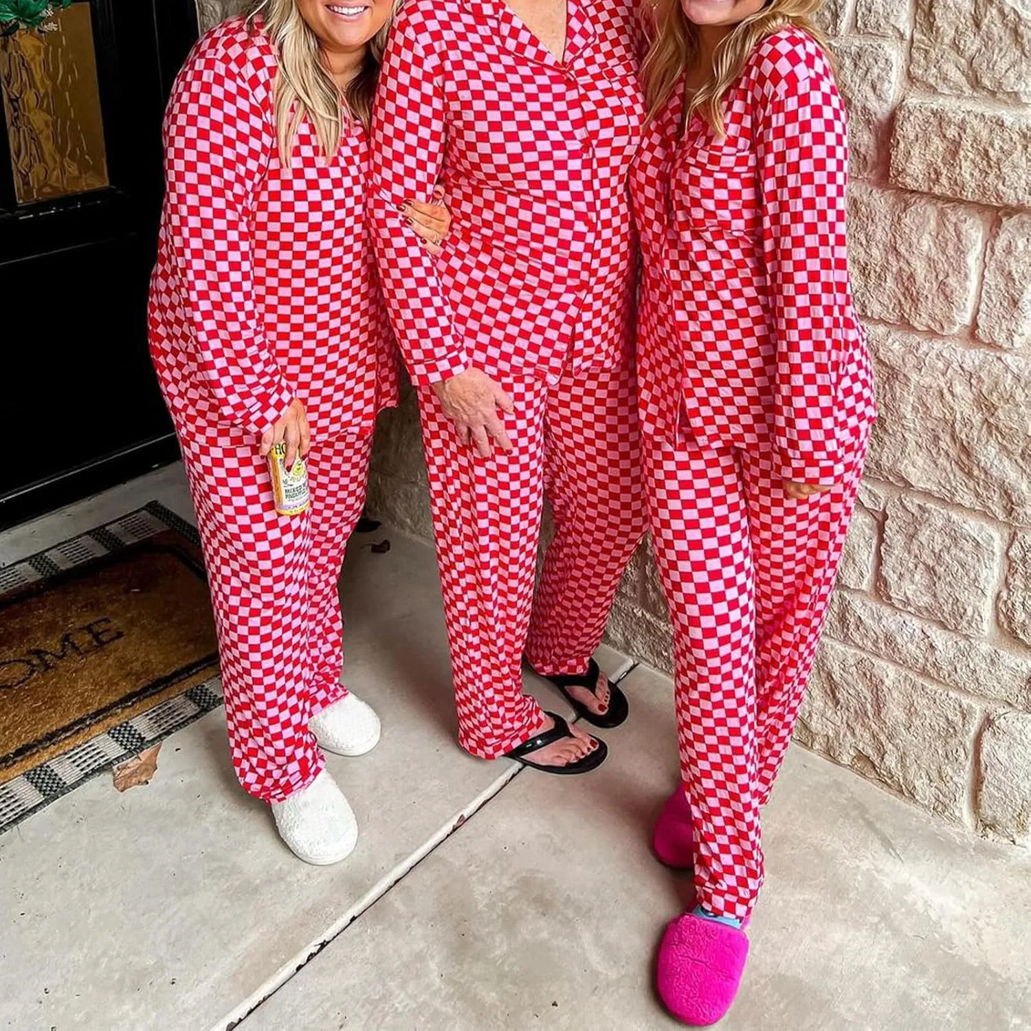 Women Y2k Pajama Set 2 Piece Print Lounge Sets Long Sleeve Button Shirt Elastic Pants Sleepwear Matching Sets