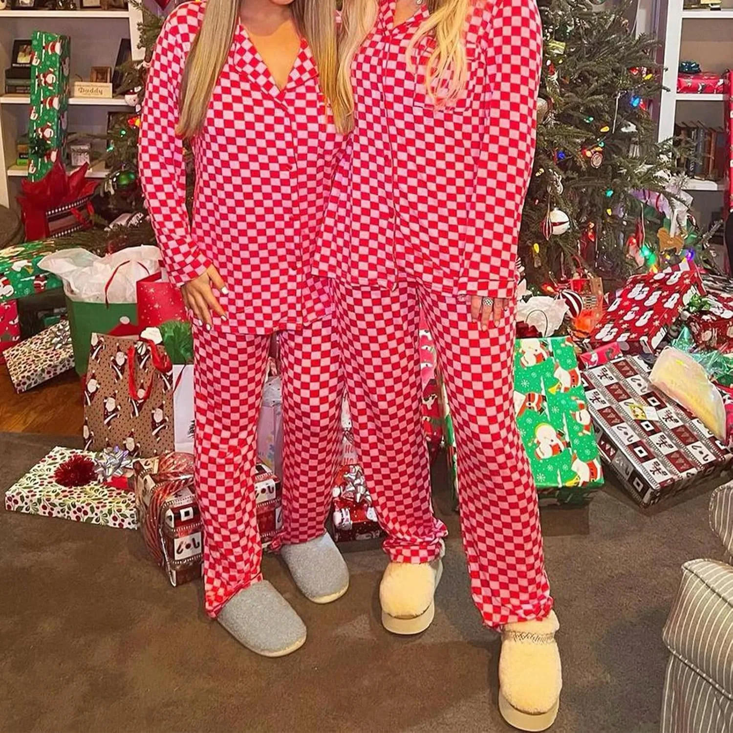 Women Y2k Pajama Set 2 Piece Print Lounge Sets Long Sleeve Button Shirt Elastic Pants Sleepwear Matching Sets