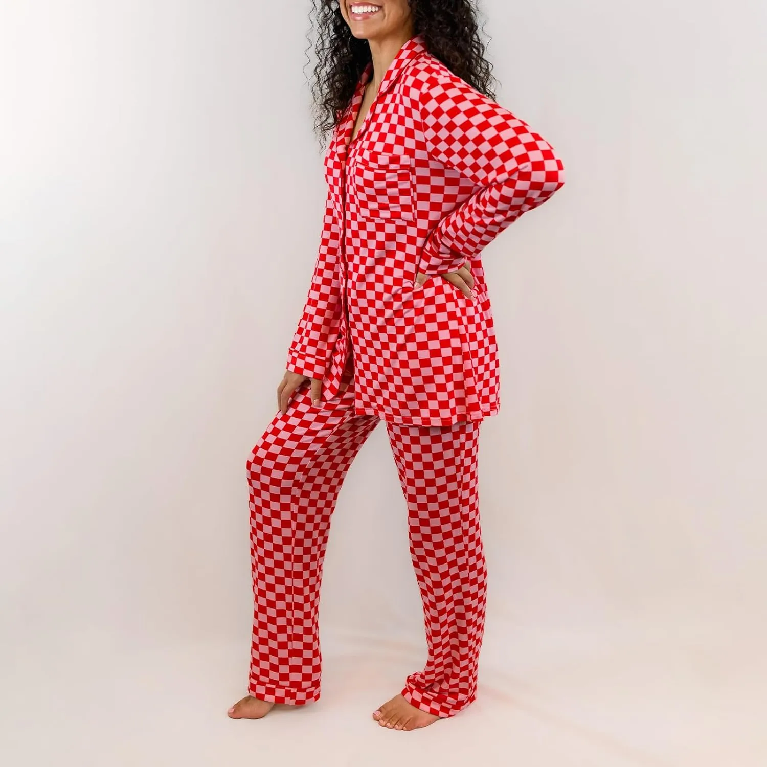 Women Y2k Pajama Set 2 Piece Print Lounge Sets Long Sleeve Button Shirt Elastic Pants Sleepwear Matching Sets