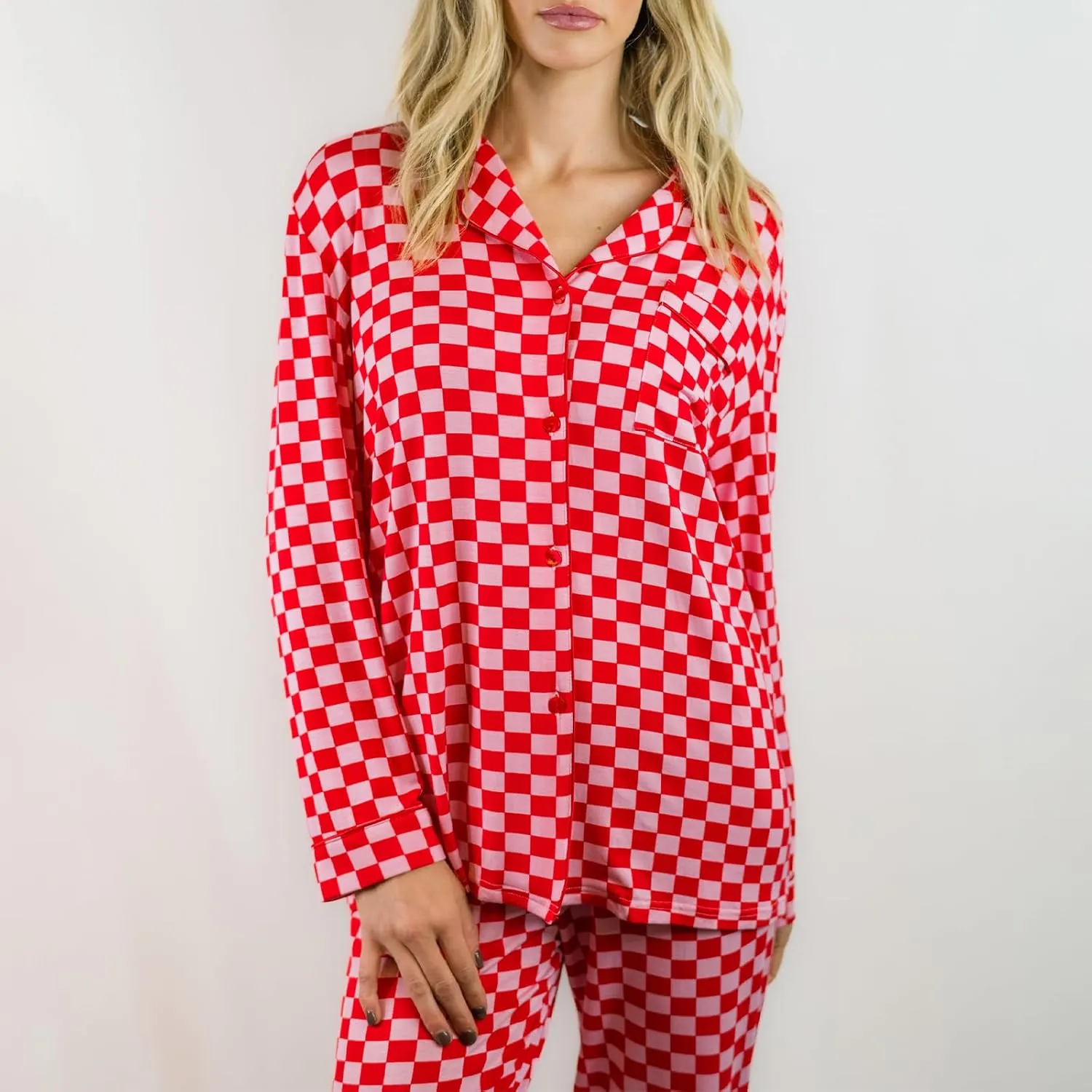 Women Y2k Pajama Set 2 Piece Print Lounge Sets Long Sleeve Button Shirt Elastic Pants Sleepwear Matching Sets