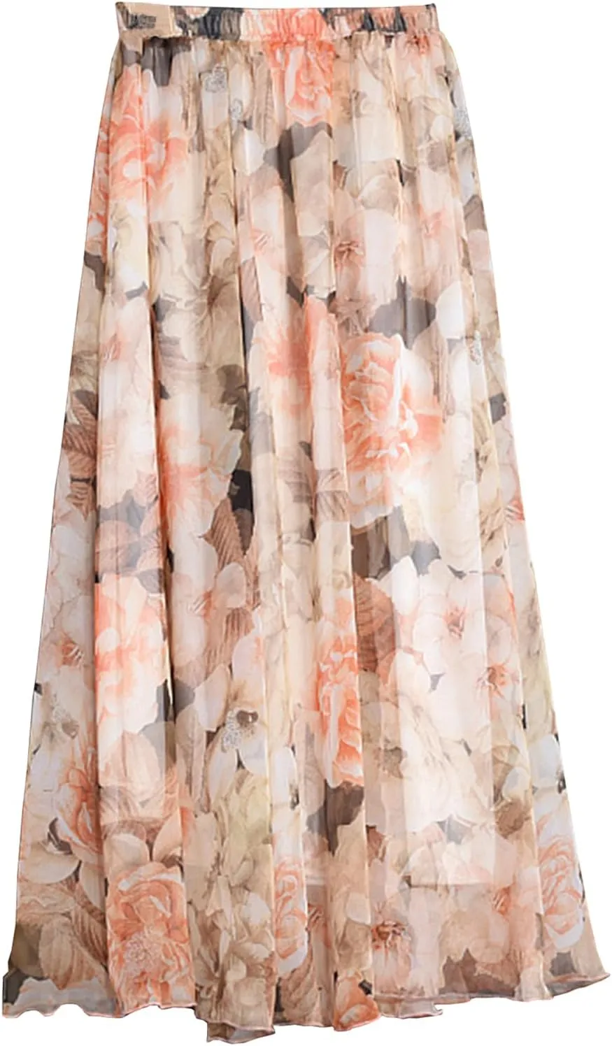 Women's Boho Maxi Skirt Floral Skirt Summer Long Skirts Chiffon Skirt Women Casual Beach Long Skirt