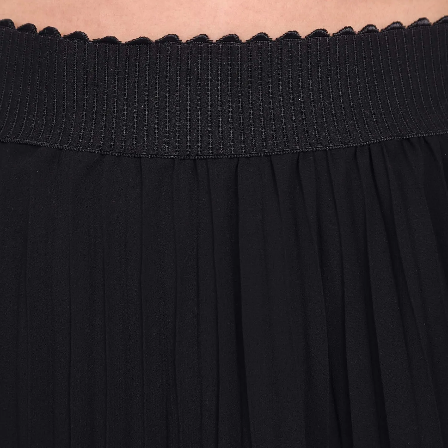Womens Chiffon High Waist Skirt Pleated A-Line Swing Elastic Shirring Midi Length