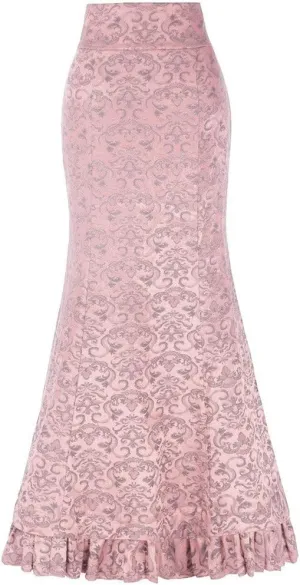 Womens High Waist Skirts Floor Length Retro Mermaid Bandage Printed Skirt Vintage Fishtail Pencil Skirt Maxi Wrap Dress
