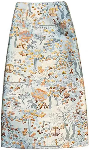 Women's high Waisted Embroidered Mini Skirt, Retro Bohemian Printed Pencil Skirt, Buttocks Wrapped Skirt