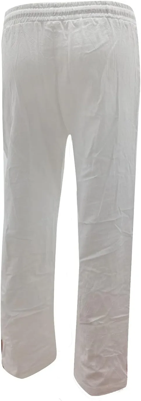 Womens Linen Pants Casual Elastic Waist Loose Summer Beach Pants Drawstring High Waisted Stright Leg Lounge Pants for Women