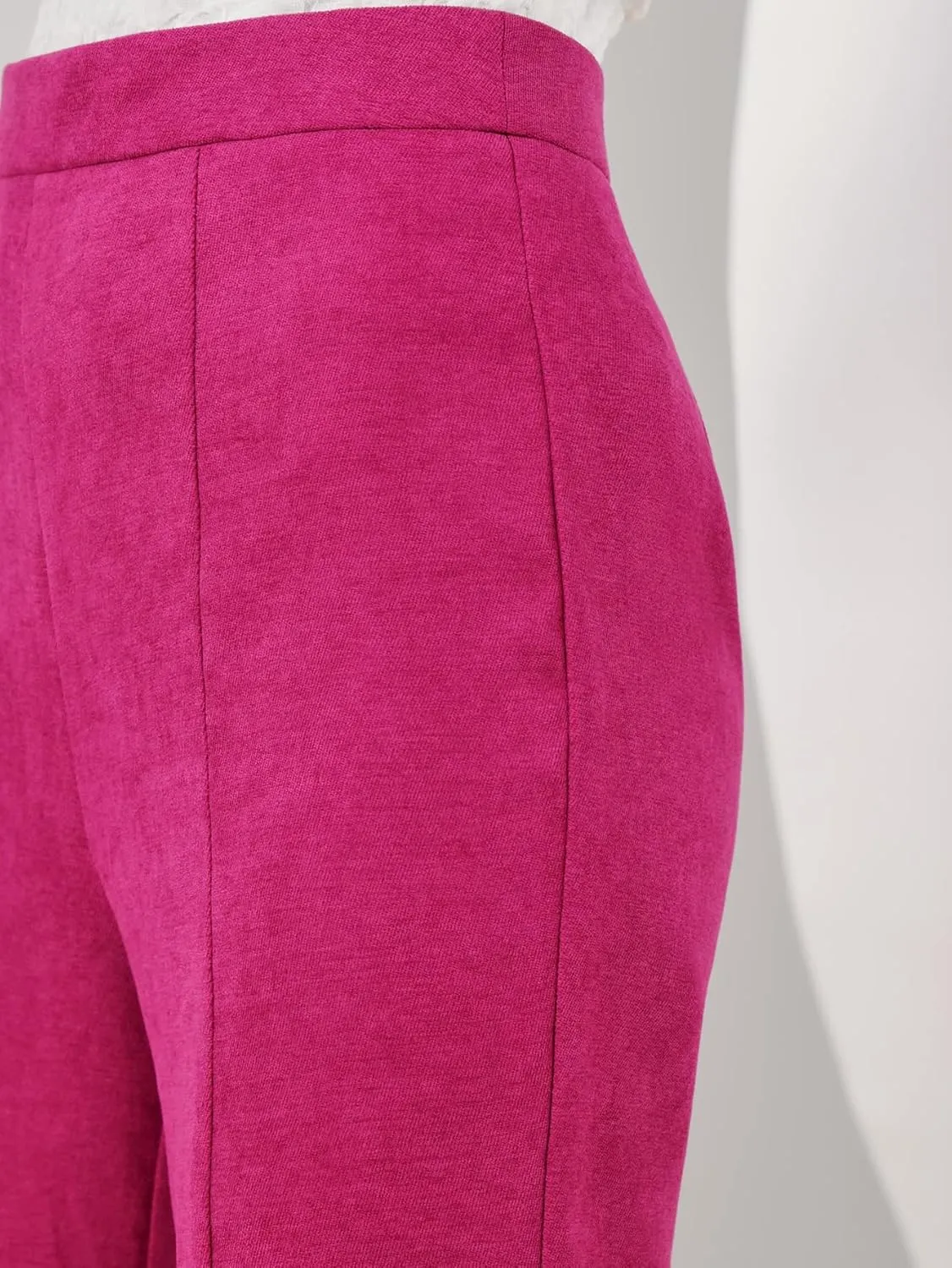 Women's Pants High Waist Split Hem Pants Fashion Casual Pants (Color : Hot Pink, Size : X-Large)
