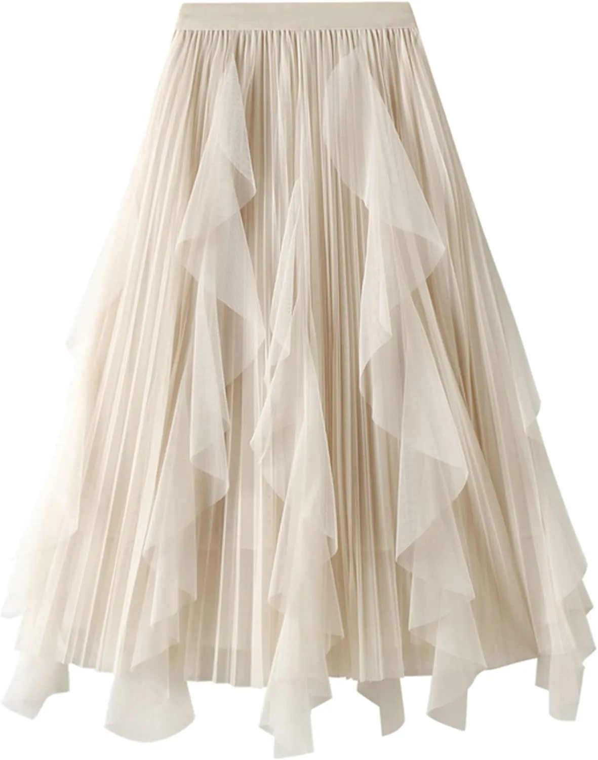 Women's Pleated Skirt Summer Long Beach Skirt Party Skirt Ladies High Waist Pleated A-Line Midi Skirt