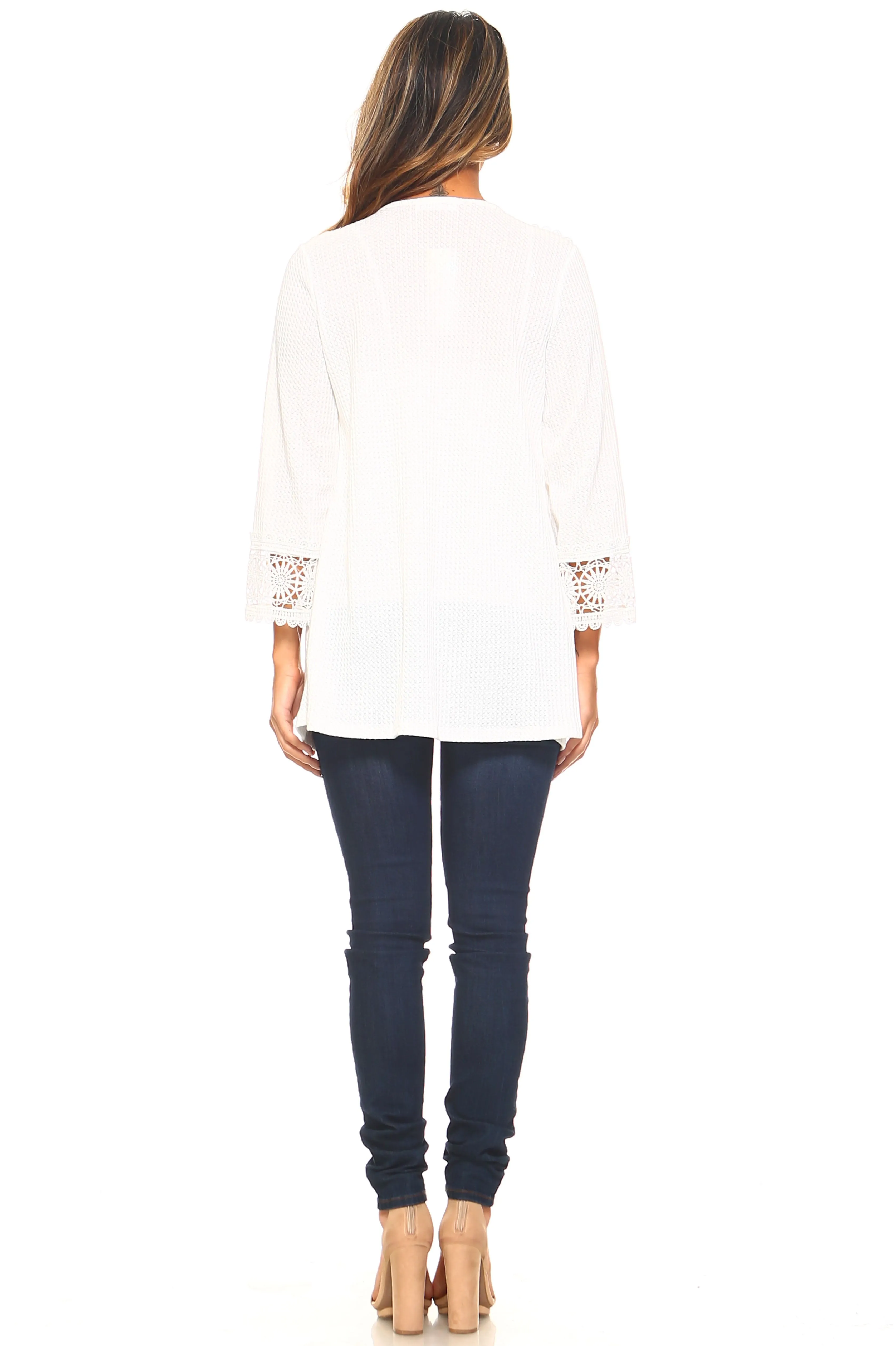 Women's Stretch Crochet Detail Cardigan