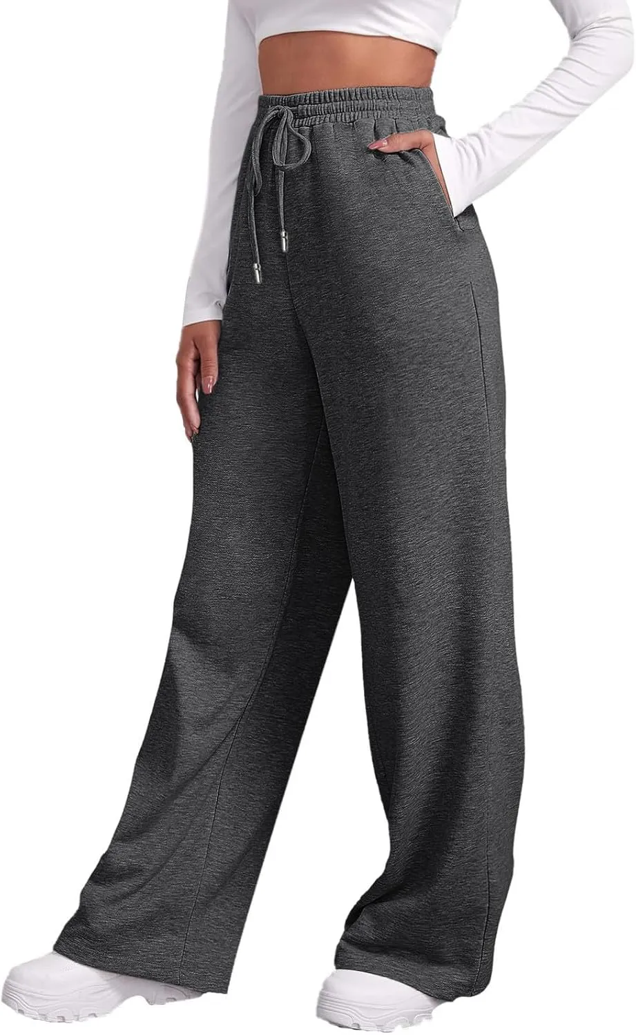 Womens Sweatpants 2025 Baggy High Waisted Wide Leg Trousers Loose Drawstring Elastic Waist Athletic Pant with Pocket