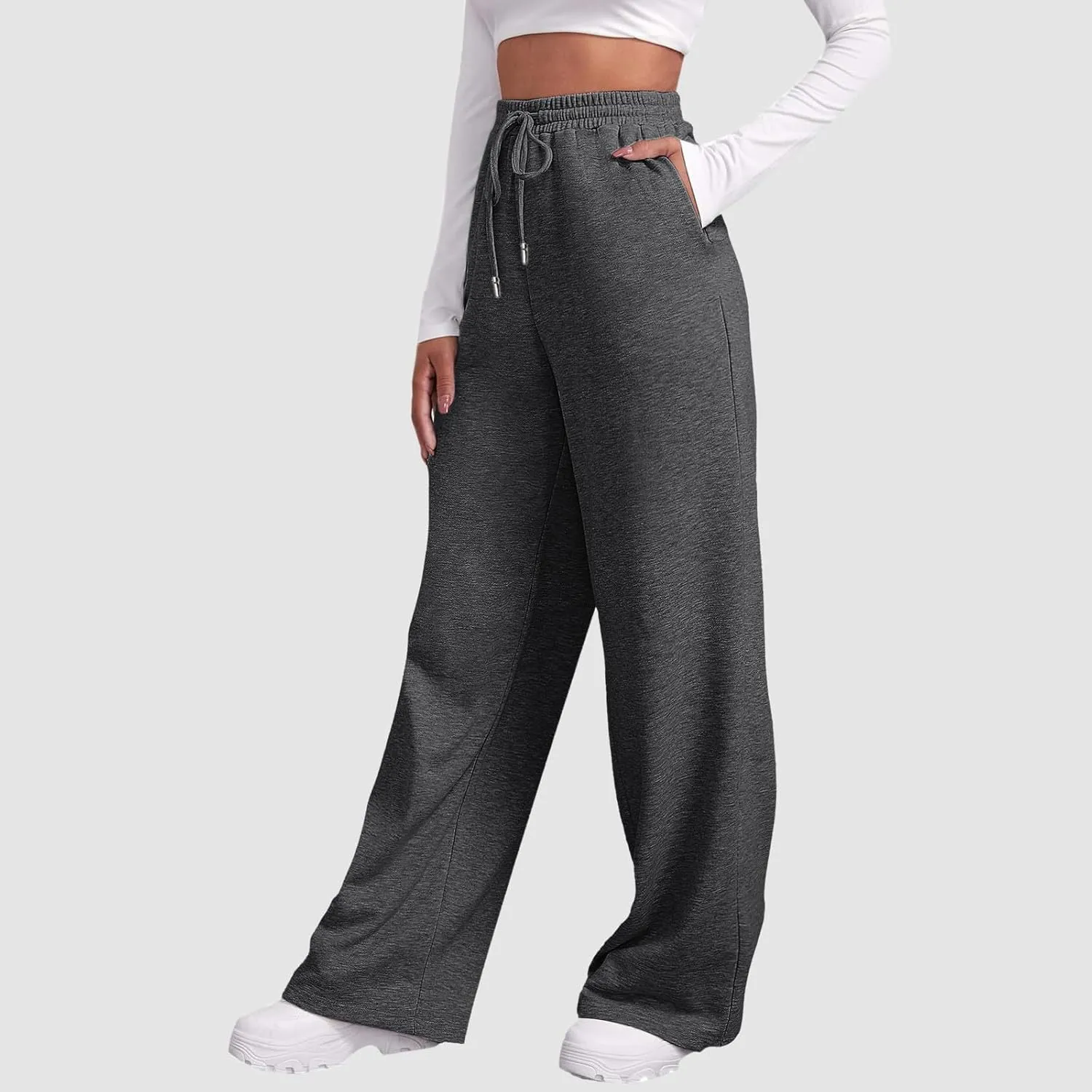 Womens Sweatpants 2025 Baggy High Waisted Wide Leg Trousers Loose Drawstring Elastic Waist Athletic Pant with Pocket