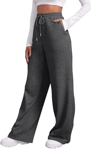 Womens Sweatpants 2025 Baggy High Waisted Wide Leg Trousers Loose Drawstring Elastic Waist Athletic Pant with Pocket
