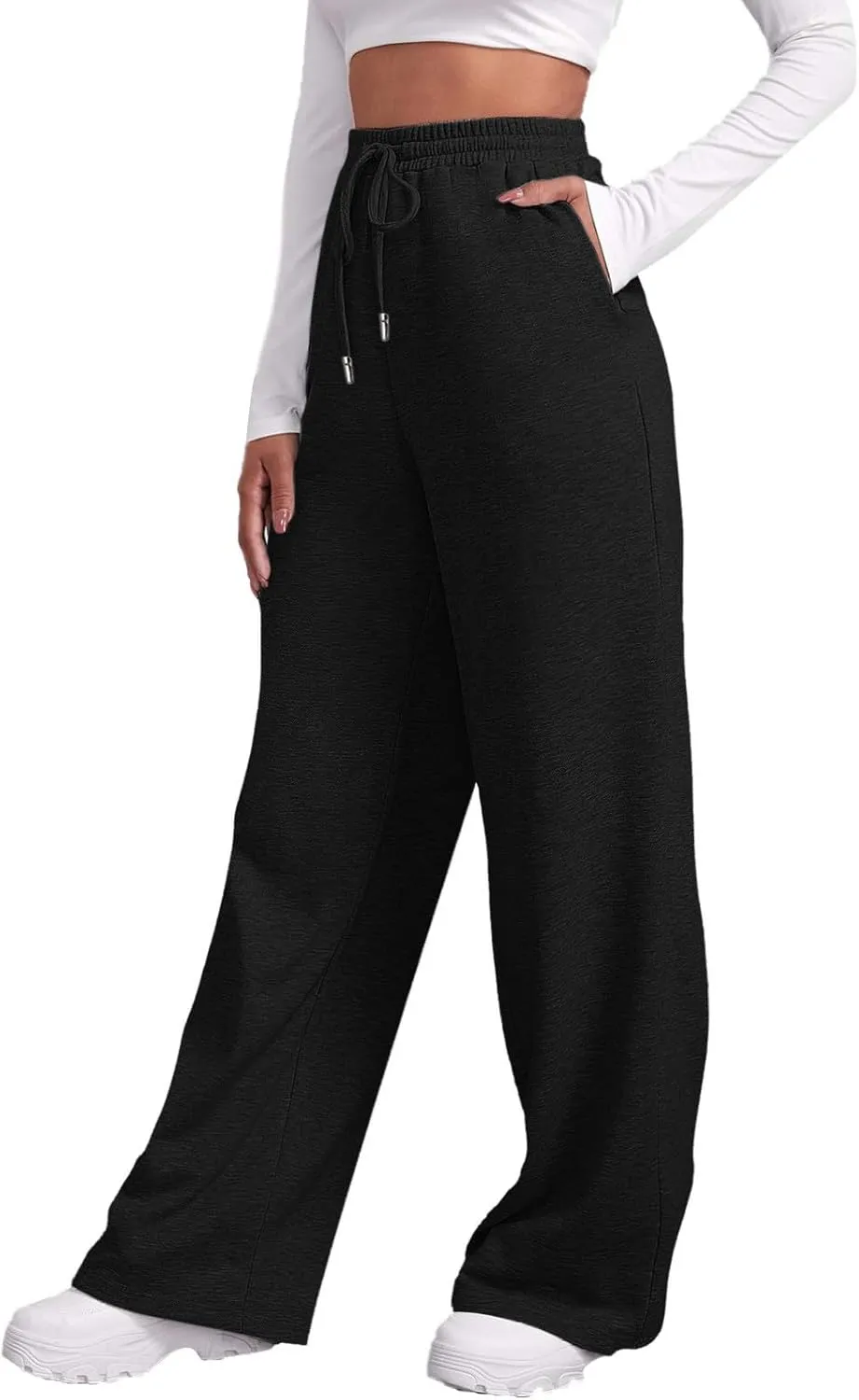Womens Sweatpants 2025 Baggy High Waisted Wide Leg Trousers Loose Drawstring Elastic Waist Athletic Pant with Pocket