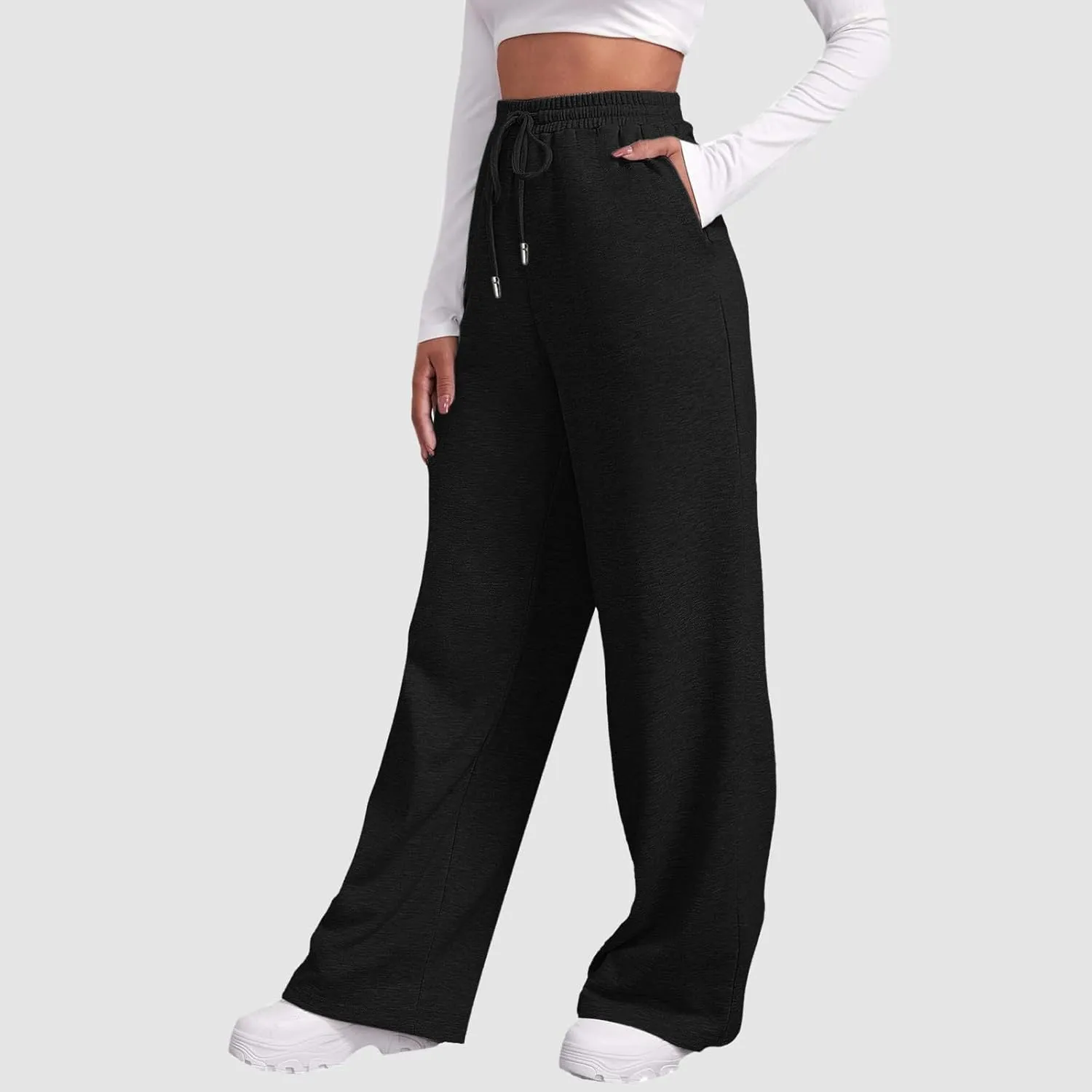 Womens Sweatpants 2025 Baggy High Waisted Wide Leg Trousers Loose Drawstring Elastic Waist Athletic Pant with Pocket