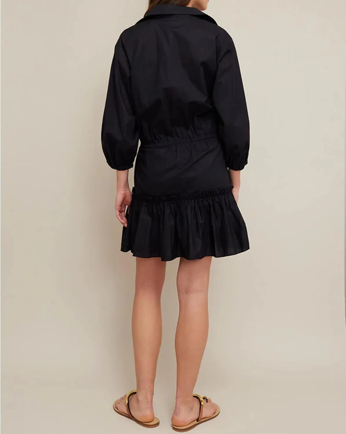 Women's Tunic Shirt Dress Long Puff Sleeve Drawstring Waist Mini Dresses Casual Ruffle A-Line Swing Babydoll Dress